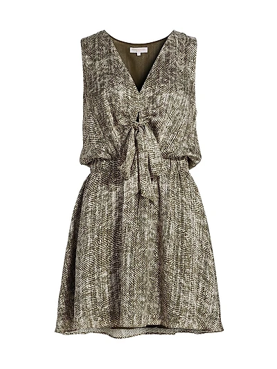 Itzel Printed Silk-Blend V-Neck Minidress