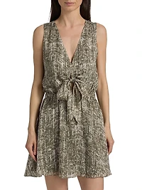 Itzel Printed Silk-Blend V-Neck Minidress