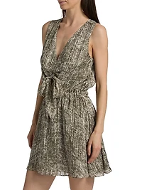 Itzel Printed Silk-Blend V-Neck Minidress