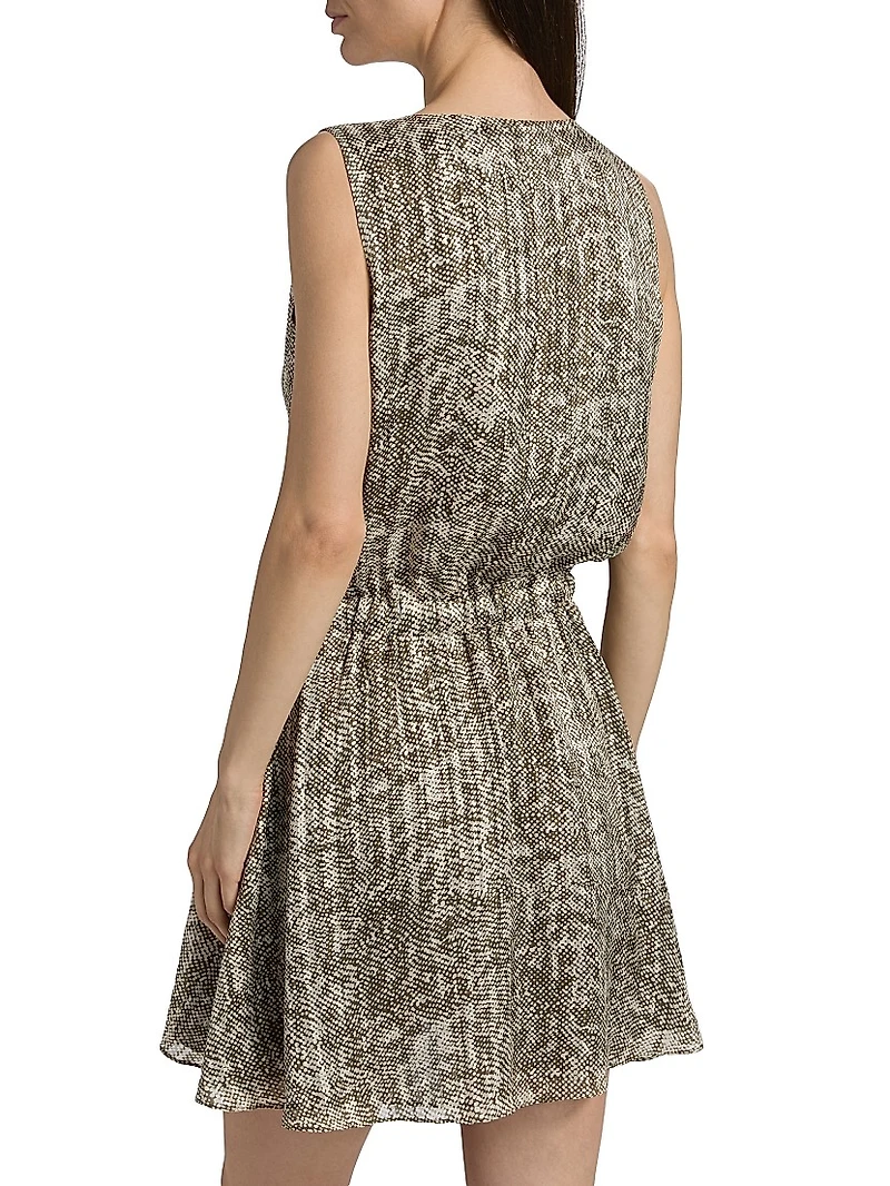 Itzel Printed Silk-Blend V-Neck Minidress