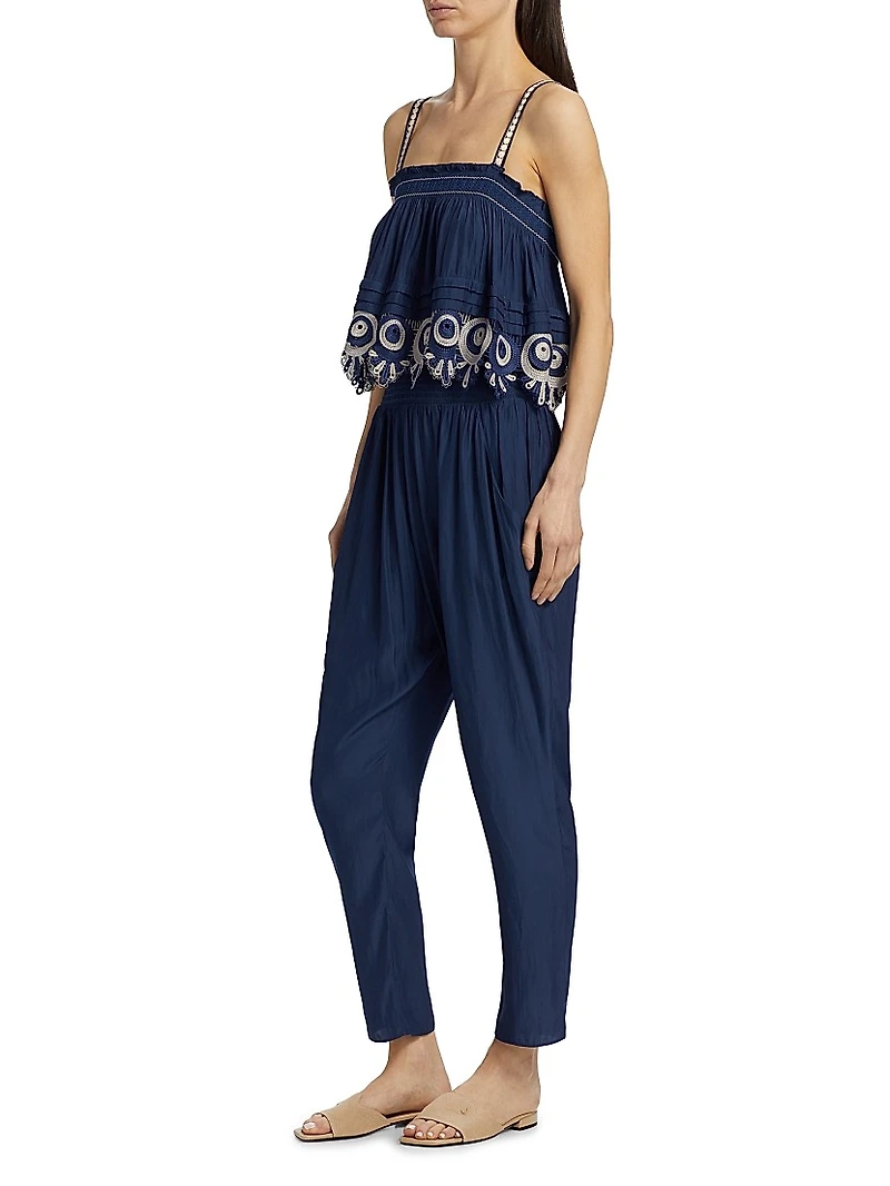 Monica Lace Tapered-Leg Jumpsuit