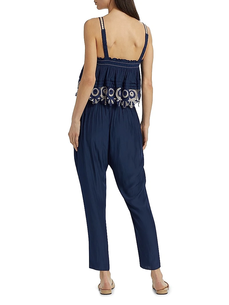 Monica Lace Tapered-Leg Jumpsuit
