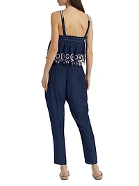 Monica Lace Tapered-Leg Jumpsuit
