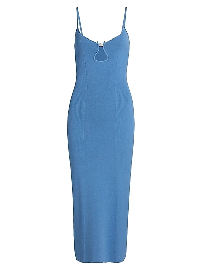 Sloan U-Neck Rib-Knit Midi-Dress