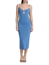 Sloan U-Neck Rib-Knit Midi-Dress