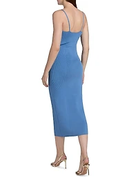 Sloan U-Neck Rib-Knit Midi-Dress