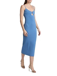 Sloan U-Neck Rib-Knit Midi-Dress