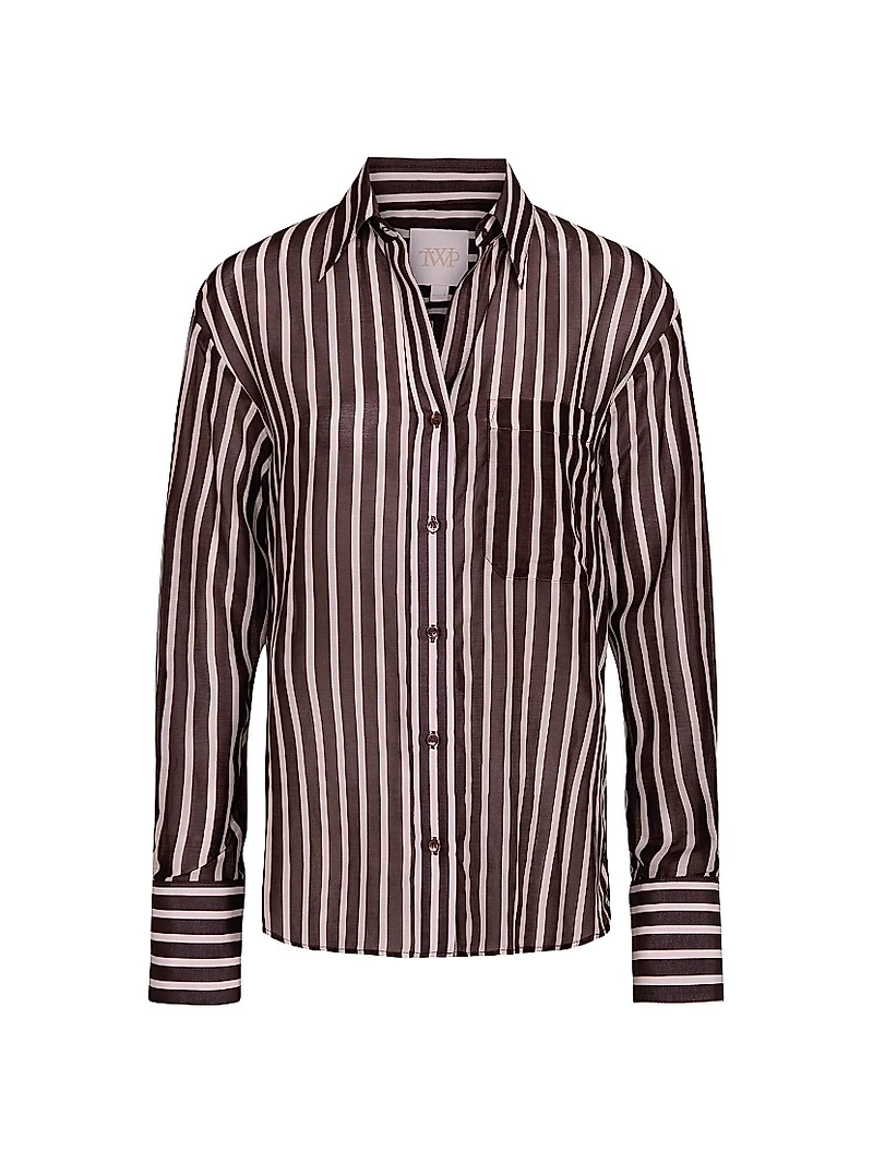 Joey Striped Silk Button-Front Shirt