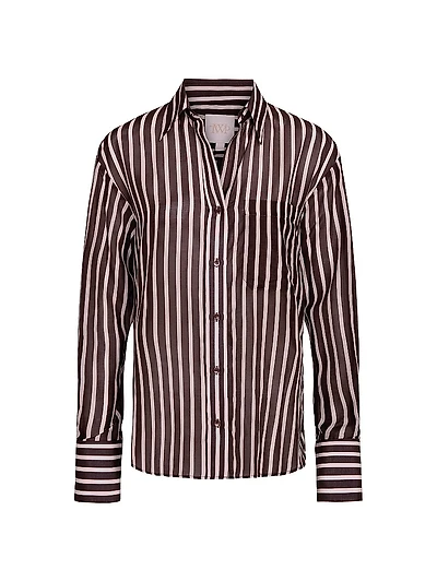 Joey Striped Silk Button-Front Shirt