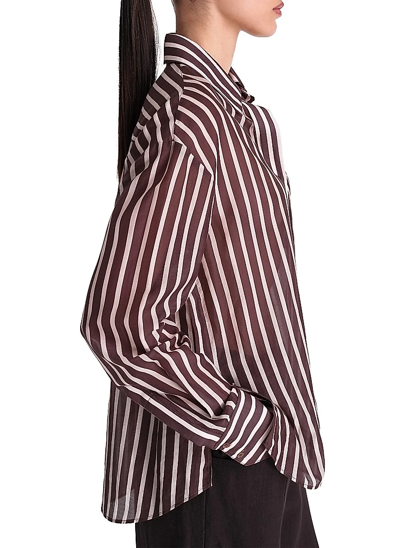 Joey Striped Silk Button-Front Shirt