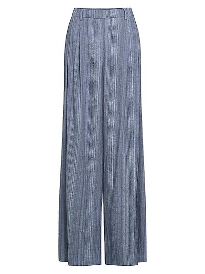 New Didi Striped Linen Pleated Pants