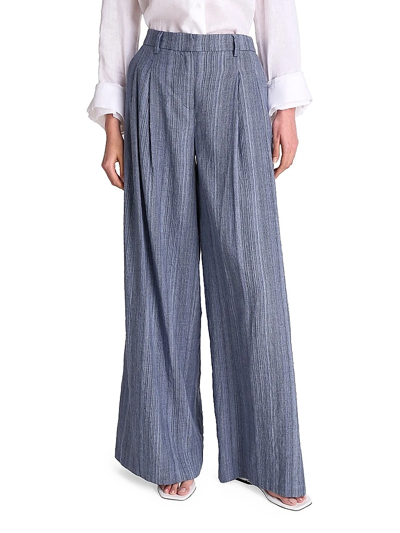 New Didi Striped Linen Pleated Pants