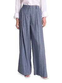 New Didi Striped Linen Pleated Pants