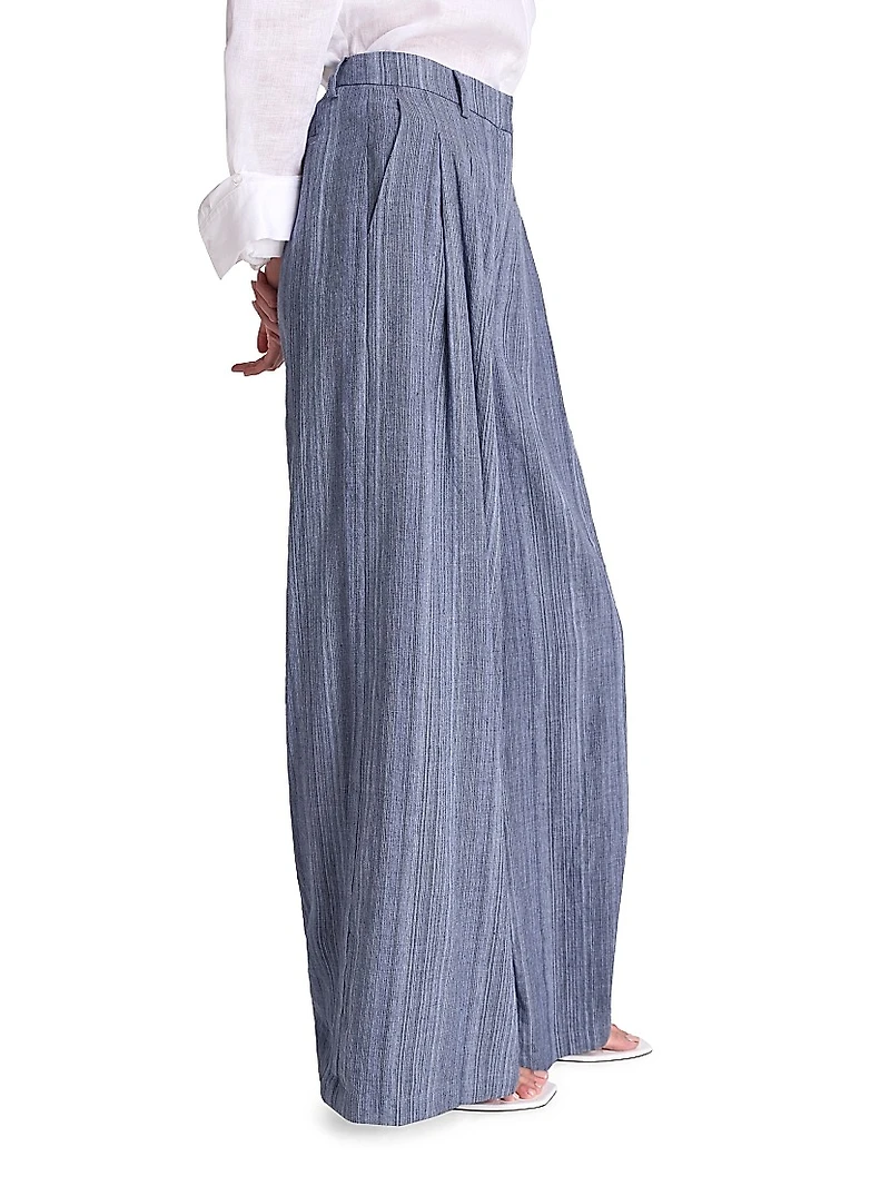 New Didi Striped Linen Pleated Pants