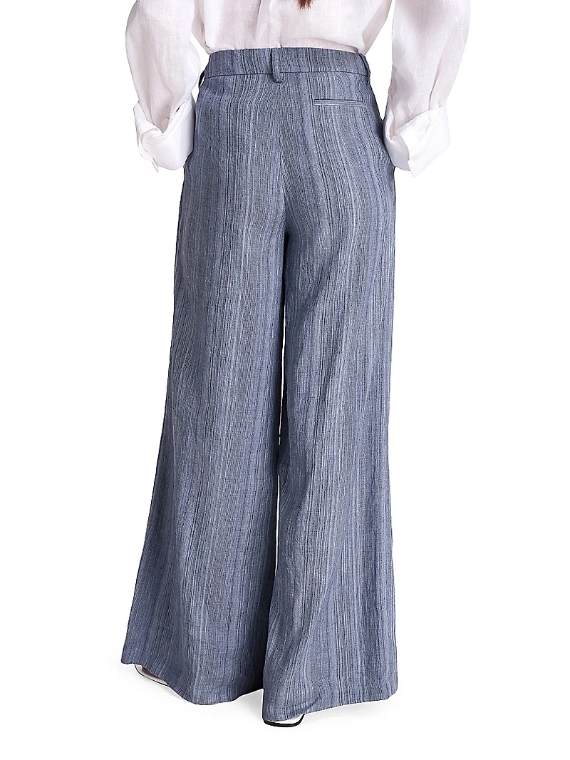 New Didi Striped Linen Pleated Pants
