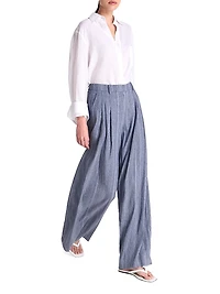 New Didi Striped Linen Pleated Pants