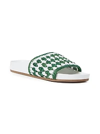 Henri Crochet Raffia Slide Sandals