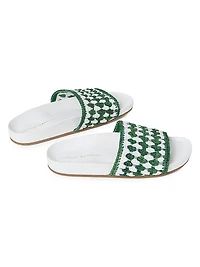 Henri Crochet Raffia Slide Sandals