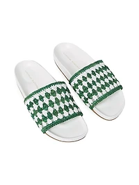Henri Crochet Raffia Slide Sandals