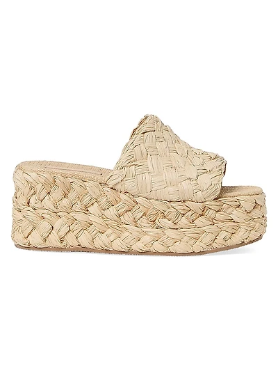 Aaron 80MM Raffia Platform Mules