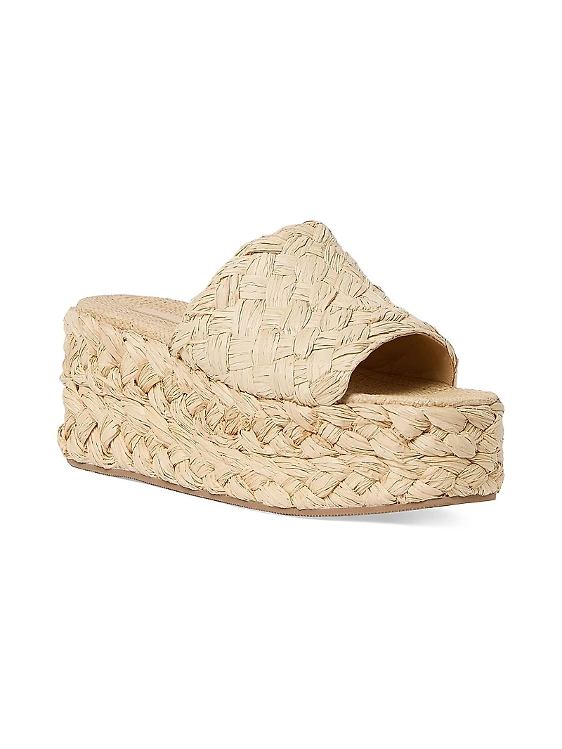 Aaron 80MM Raffia Platform Mules