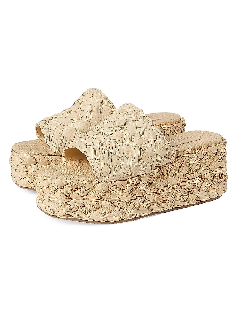 Aaron 80MM Raffia Platform Mules