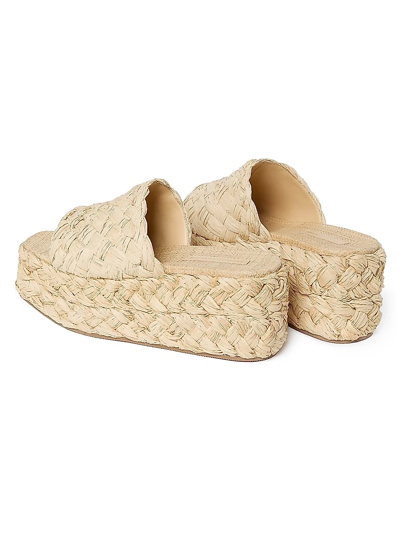 Aaron 80MM Raffia Platform Mules