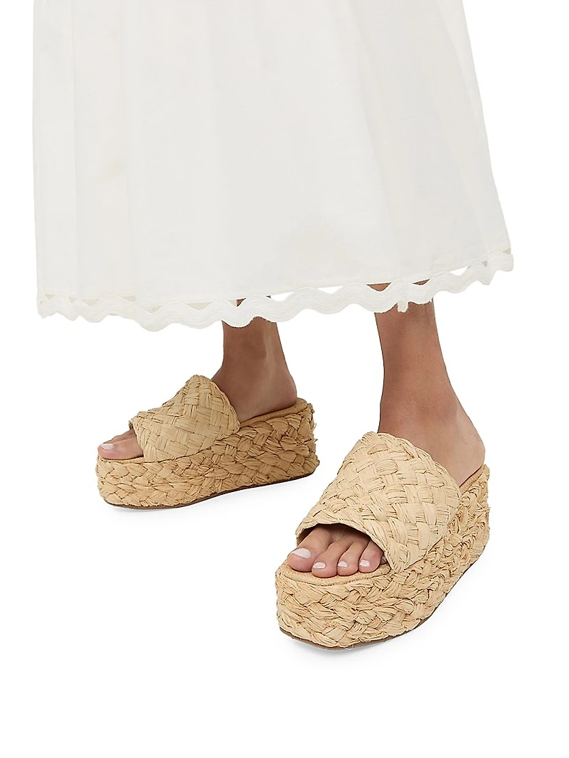 Aaron 80MM Raffia Platform Mules