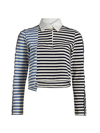 Multi-Stripe Long-Sleeve Polo Shirt