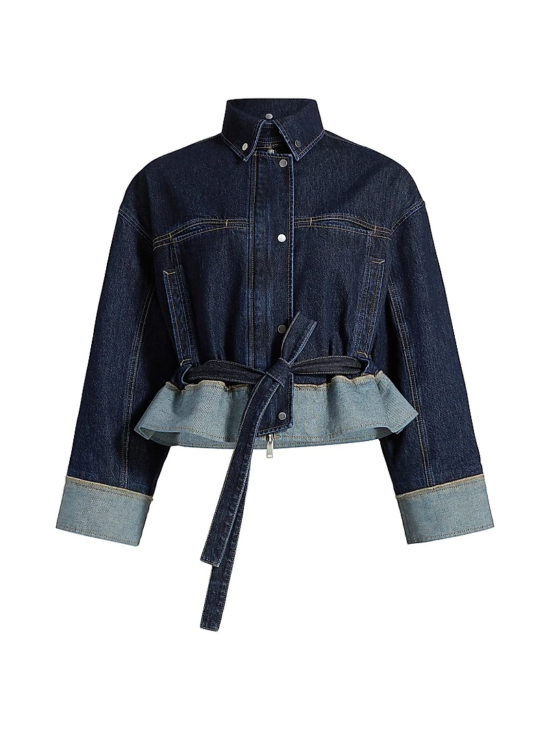 Boxy Peplum Hem Denim Jacket