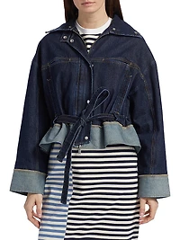 Boxy Peplum Hem Denim Jacket