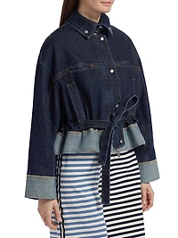Boxy Peplum Hem Denim Jacket