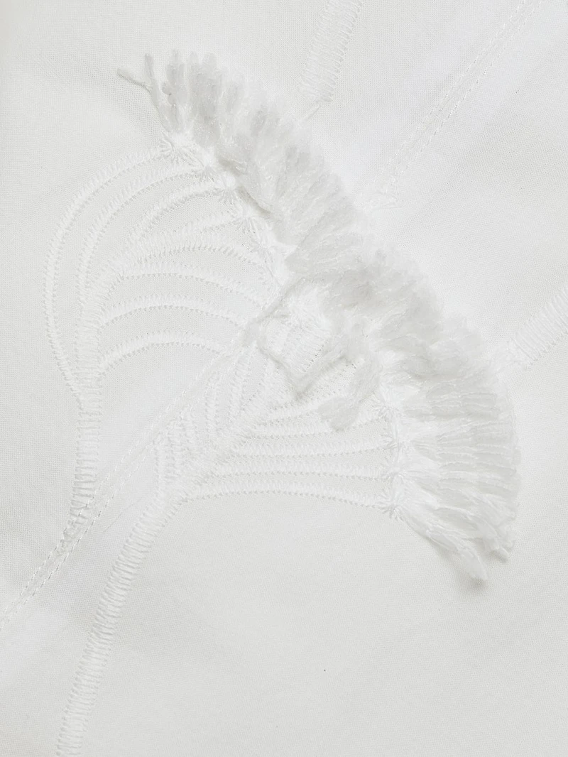 Embroidered Cotton Voile & Chiffon Knee-Length Dress