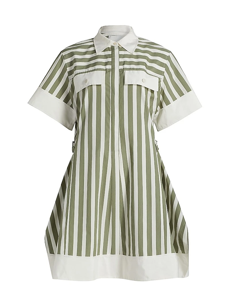 Striped Cotton-Silk Shirt Dress