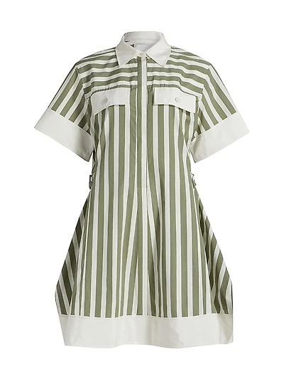 Striped Cotton-Silk Shirt Dress