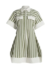 Striped Cotton-Silk Shirt Dress