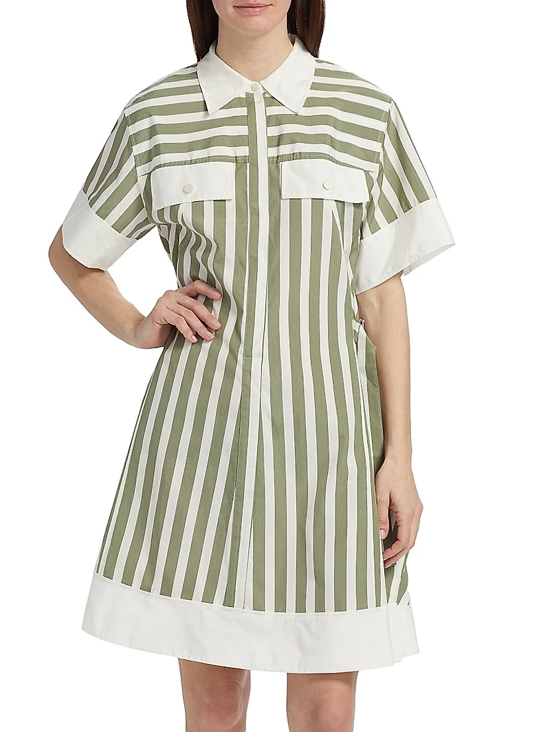 Striped Cotton-Silk Shirt Dress