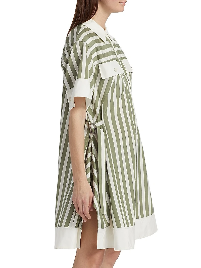 Striped Cotton-Silk Shirt Dress