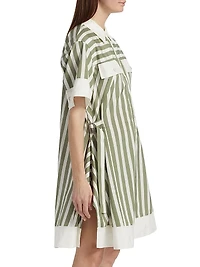 Striped Cotton-Silk Shirt Dress