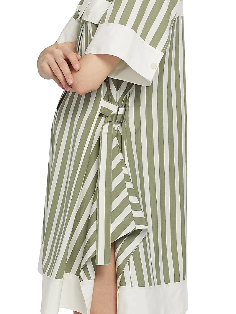 Striped Cotton-Silk Shirt Dress