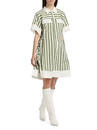 Striped Cotton-Silk Shirt Dress