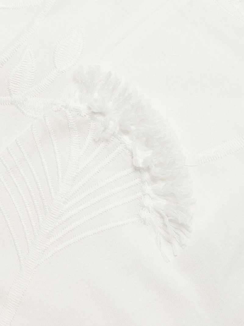 Embroidered Cotton Voile & Chiffon Flounce Top