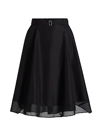 Belted Flounce Chiffon-Combo Skirt