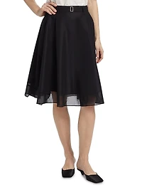 Belted Flounce Chiffon-Combo Skirt
