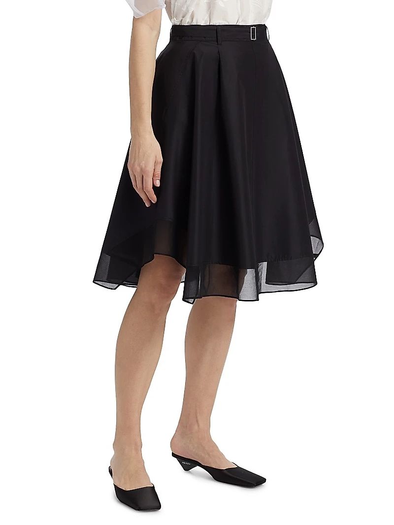 Belted Flounce Chiffon-Combo Skirt