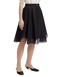Belted Flounce Chiffon-Combo Skirt