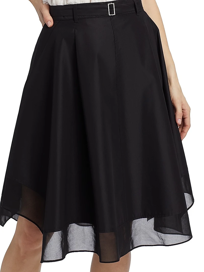 Belted Flounce Chiffon-Combo Skirt