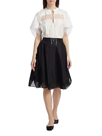 Belted Flounce Chiffon-Combo Skirt