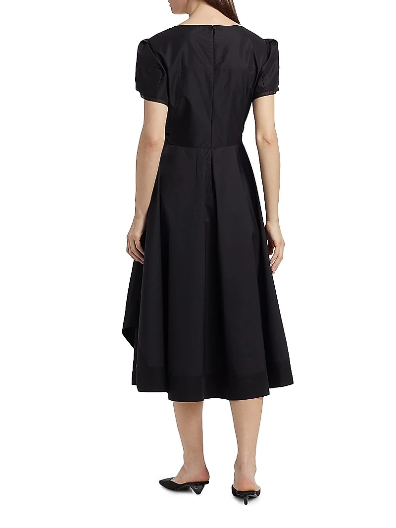 Soft Tulip Sleeve V-Neck Midi-Dress