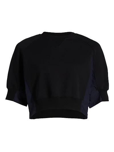Puff Sleeve Cropped Combo Sweatshirt
